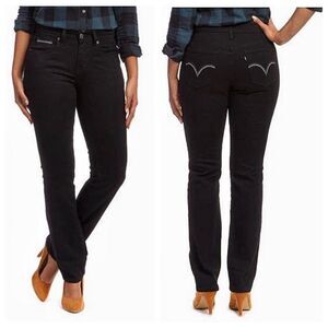 Levi’s 505 Straight Jeans Black Mid Rise 8 Short Embroidered